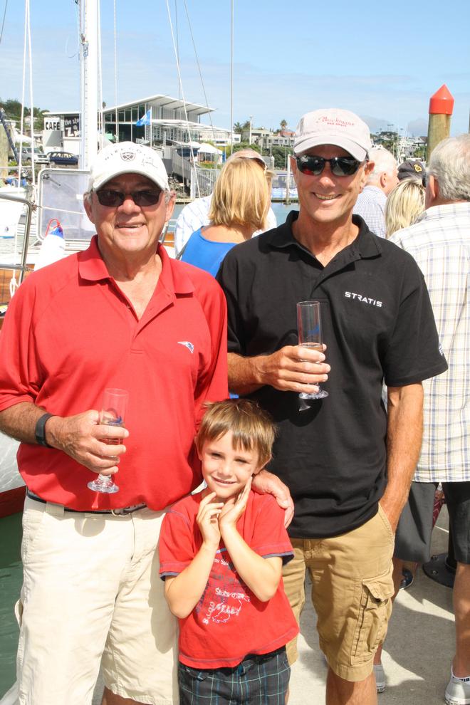 Three generations of Bouzaids - Chris, grandson Wilson and son Richard. Both Chris and Richard Bouzaid are sailmakers. © Alan Sefton